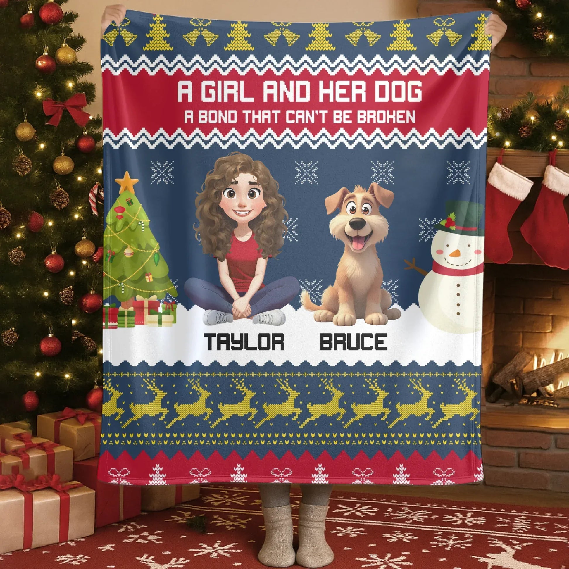Blanket Custom KNT / White / 50x60in / 127x152cm A Bond That Can't Be Broken - Personalized Christmas Dog Mom Blanket