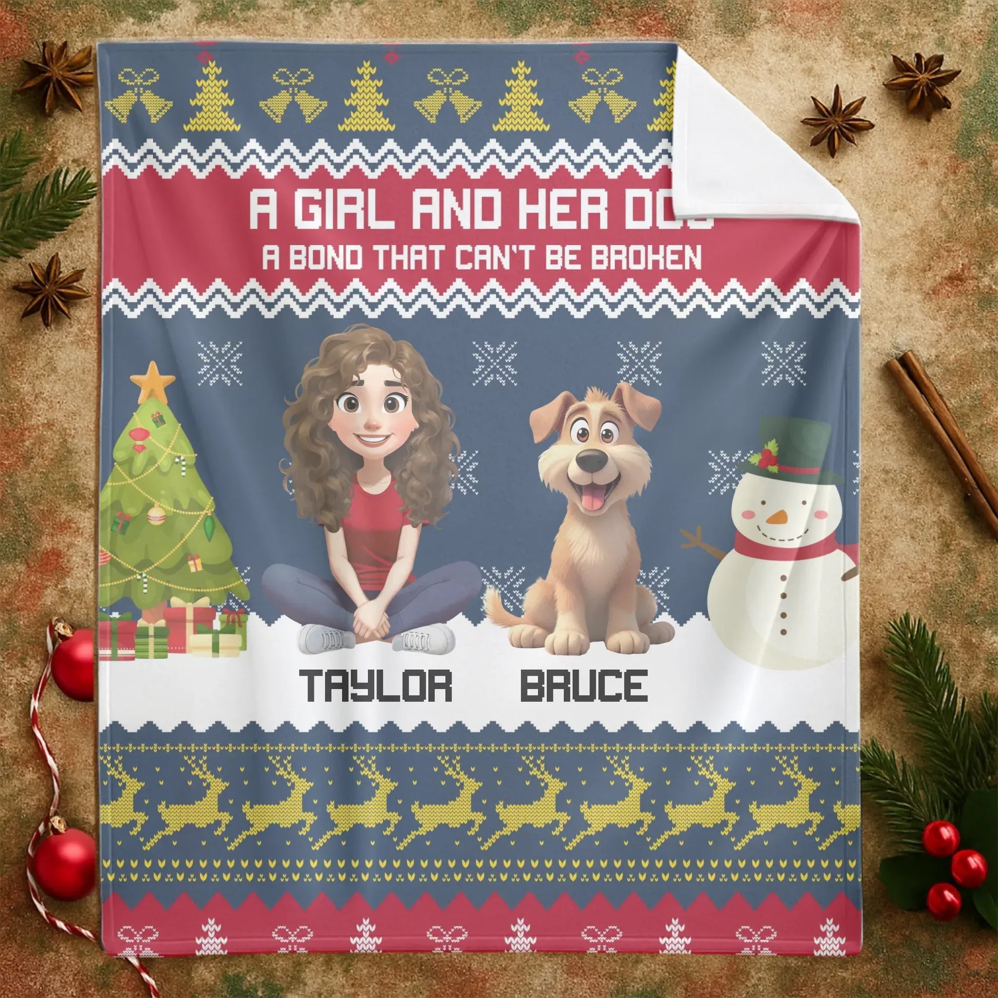 A Bond That Can't Be Broken - Personalized Christmas Dog Mom Blanket