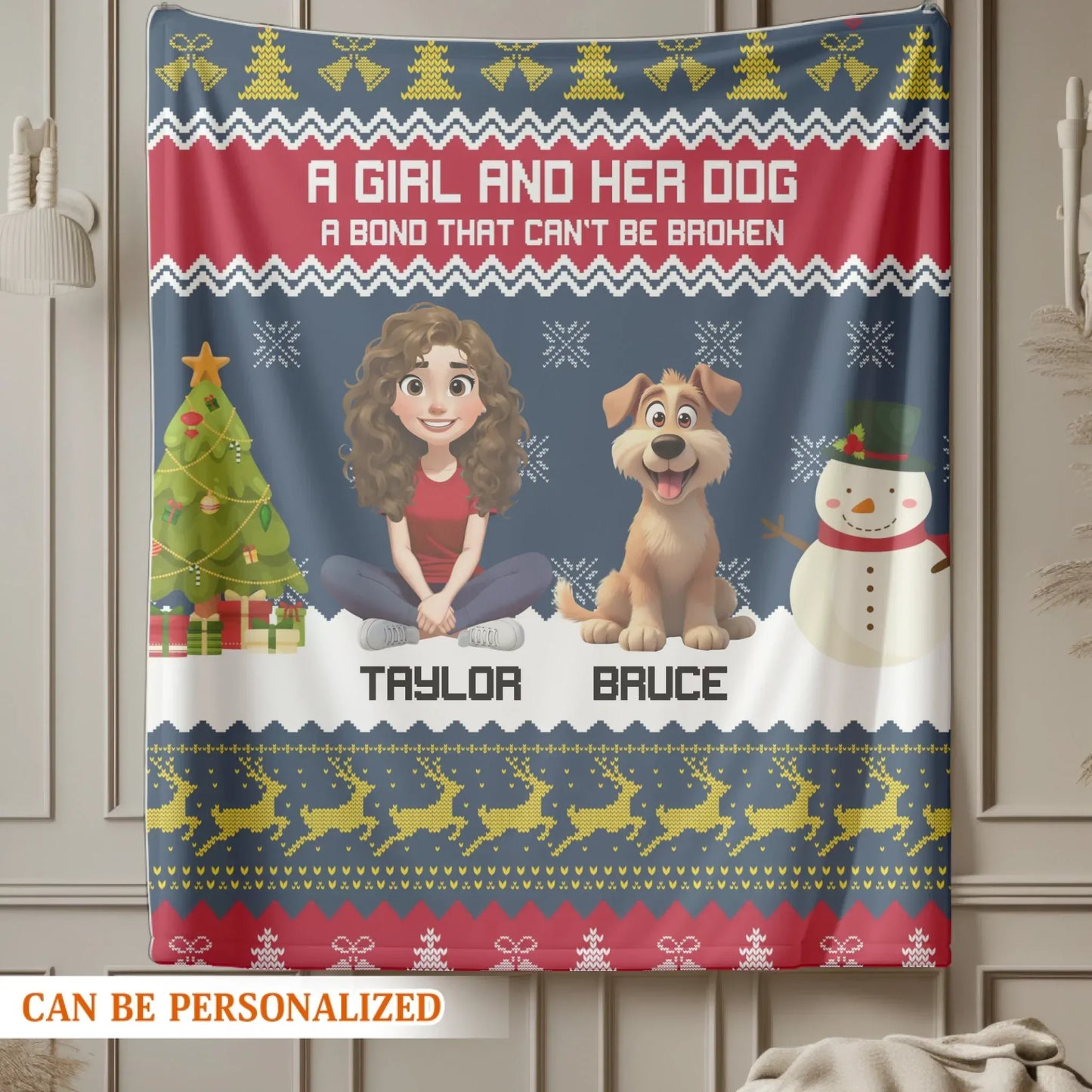 A Bond That Can't Be Broken - Personalized Christmas Dog Mom Blanket