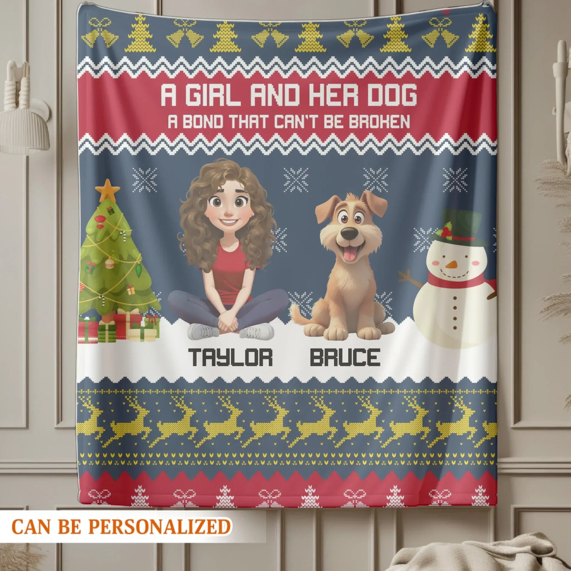 A Bond That Can't Be Broken - Personalized Christmas Dog Mom Blanket