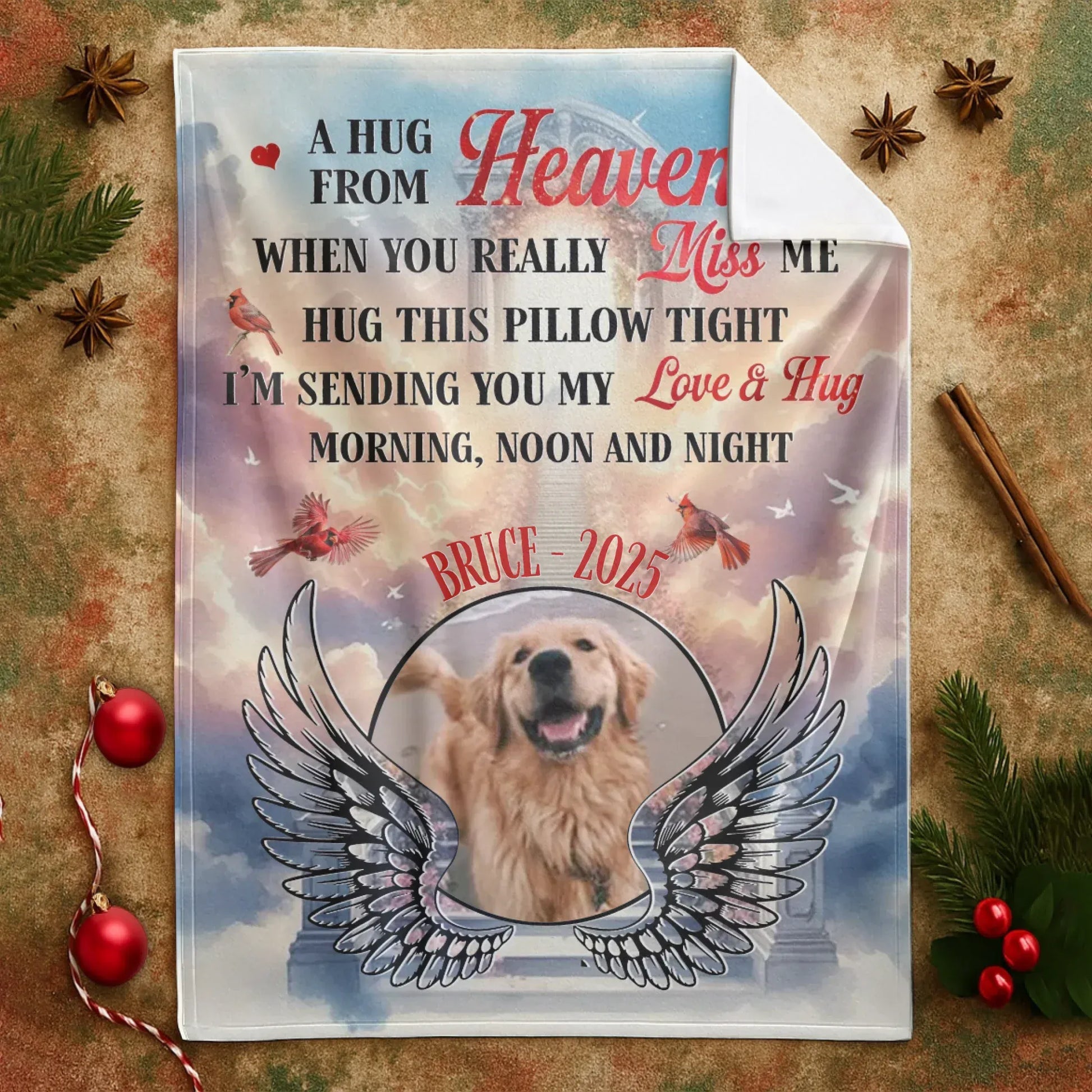 Personalized Blankets A Hug From Heaven When You Really Miss Me - Personalized Dog Memorial Photo Blanket