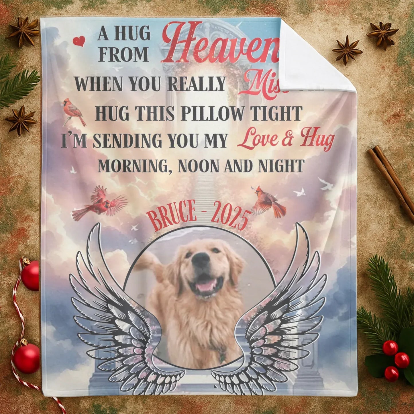 Personalized Blankets A Hug From Heaven When You Really Miss Me - Personalized Dog Memorial Photo Blanket