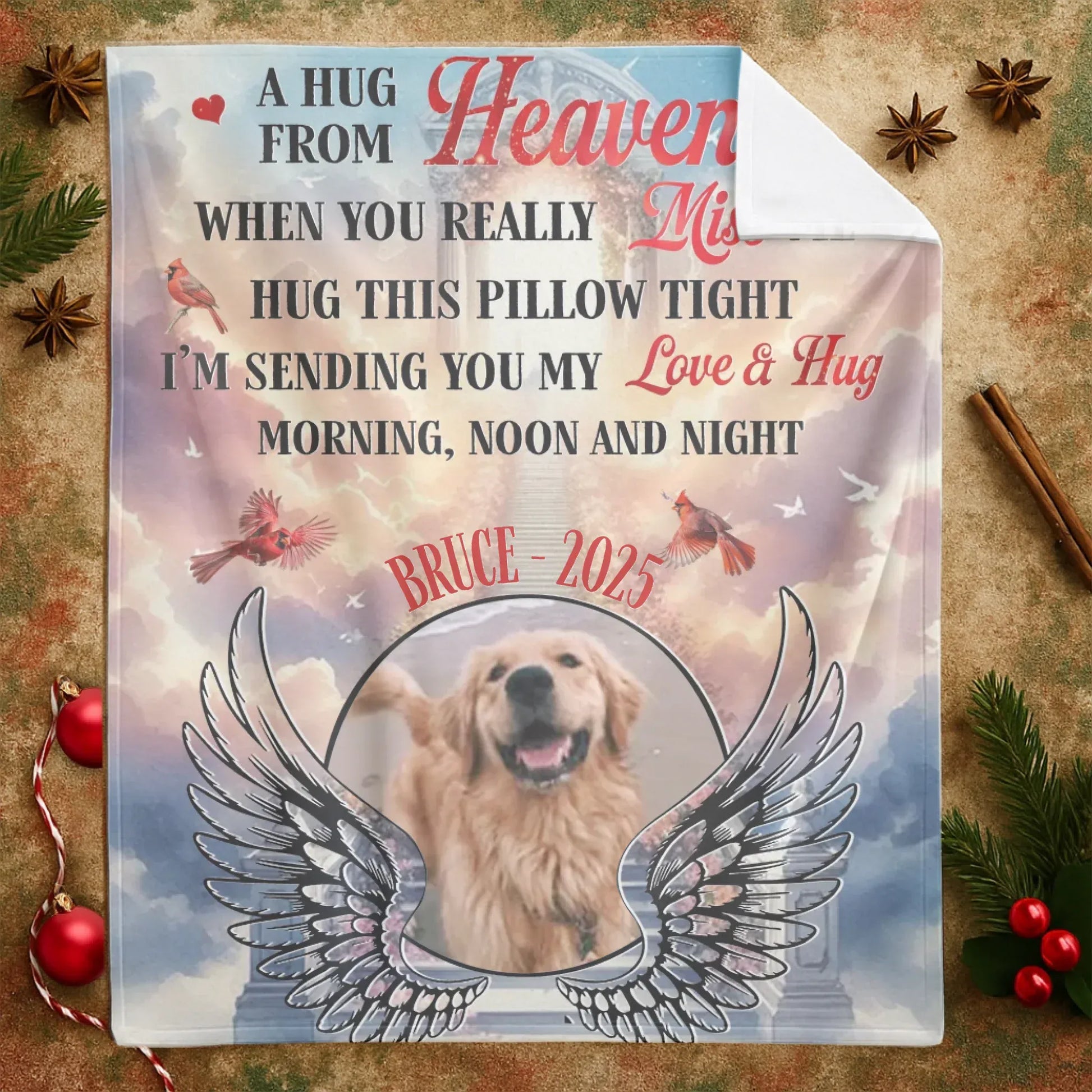 Personalized Blankets A Hug From Heaven When You Really Miss Me - Personalized Dog Memorial Photo Blanket
