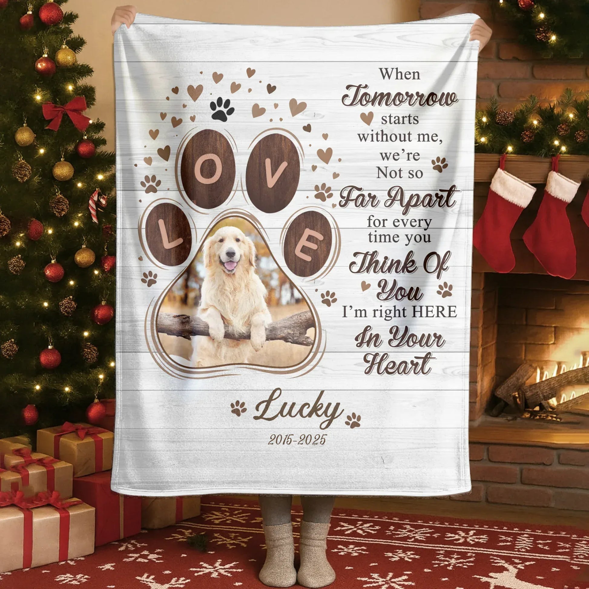 Personalized Blankets When Tomorrow Starts Without Me – Personalized Dog Sympathy Photo Name Custom Blanket