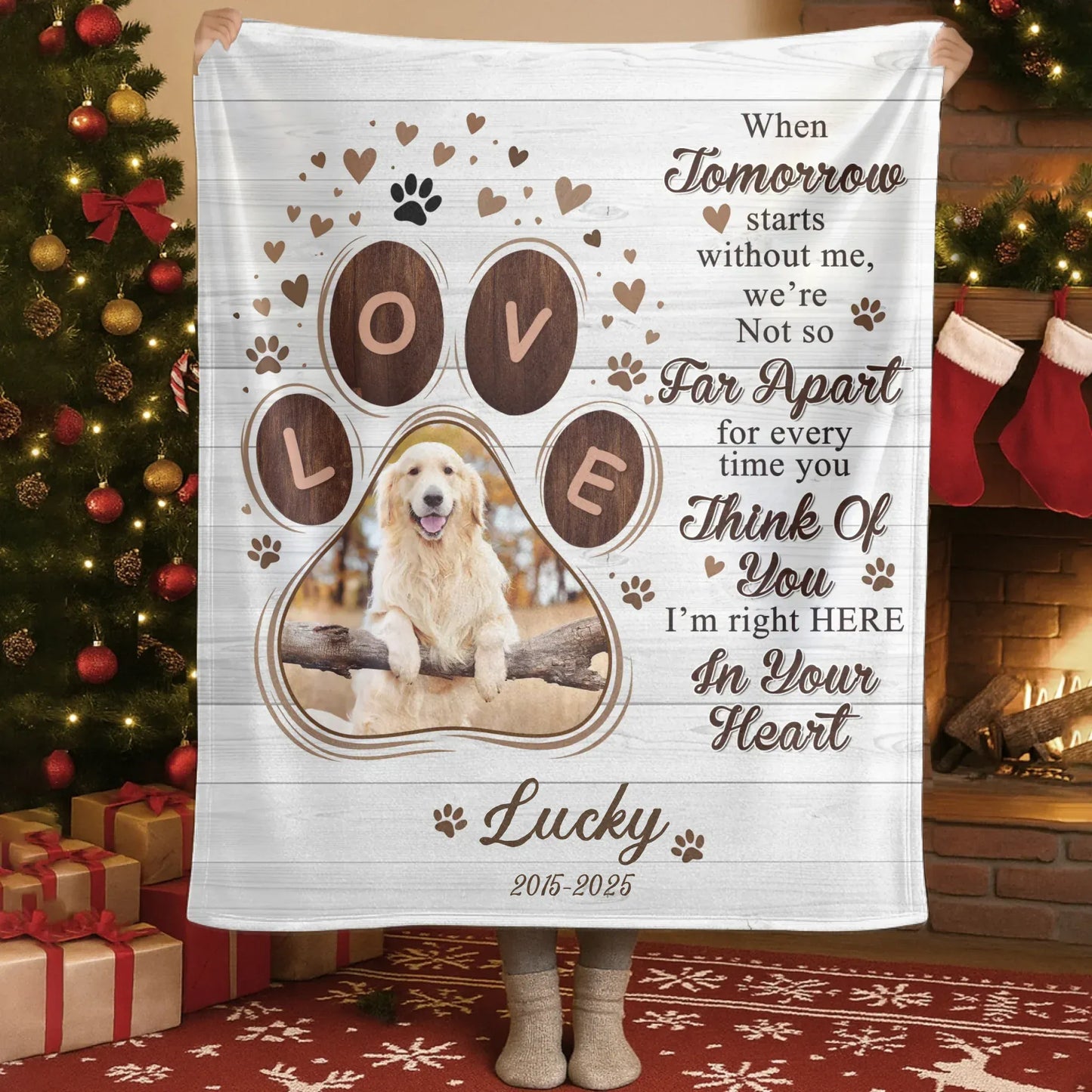 Personalized Blankets Blanket Custom KNT / White / 30x40in / 76x101cm When Tomorrow Starts Without Me – Personalized Dog Sympathy Photo Name Custom Blanket