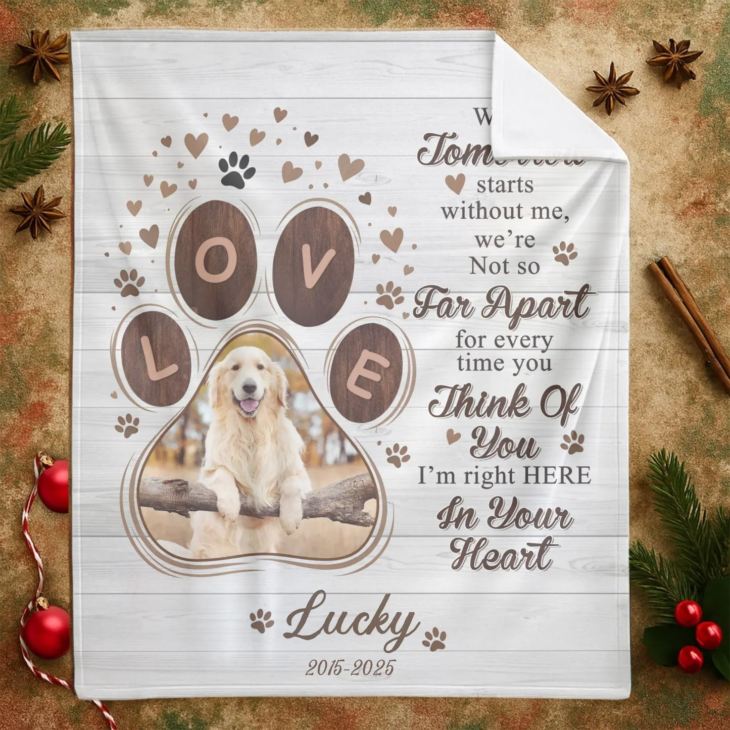 Personalized Blankets When Tomorrow Starts Without Me – Personalized Dog Sympathy Photo Name Custom Blanket