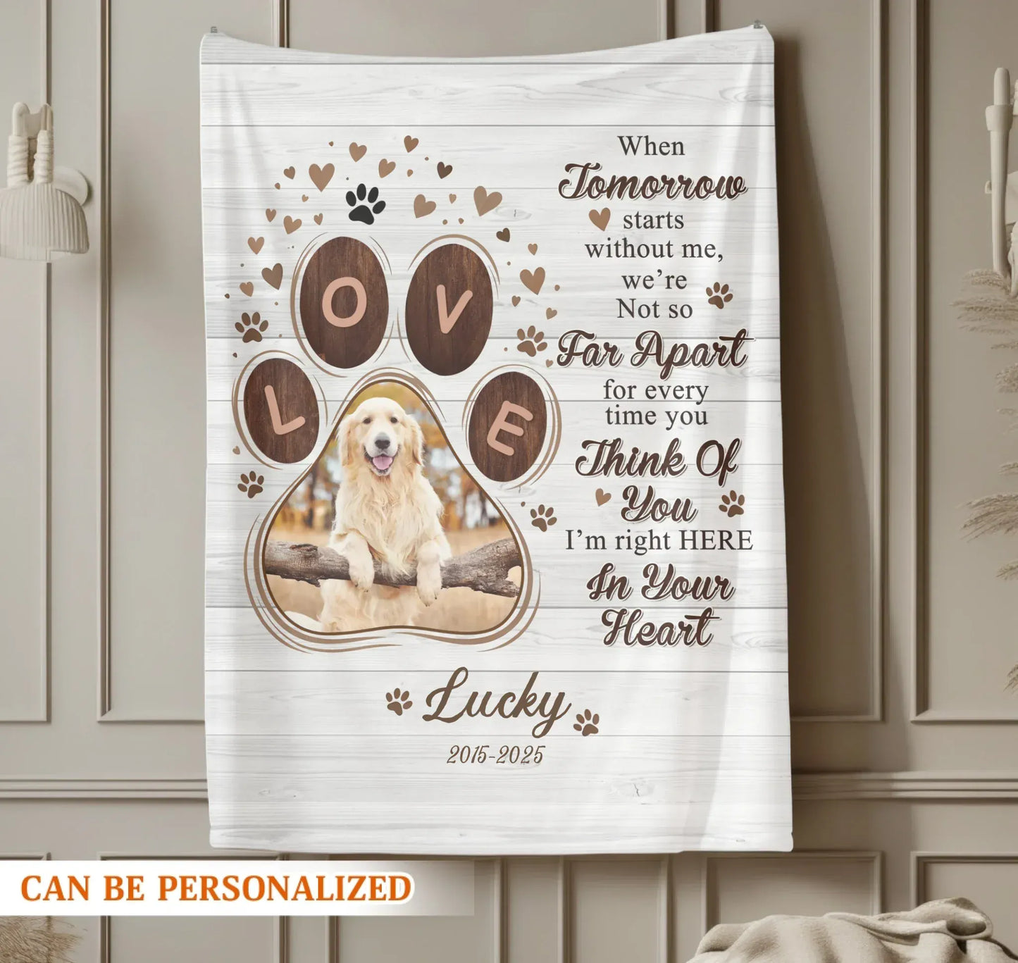 Personalized Blankets When Tomorrow Starts Without Me – Personalized Dog Sympathy Photo Name Custom Blanket