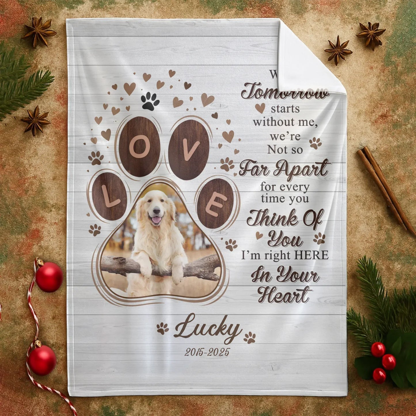 Personalized Blankets When Tomorrow Starts Without Me – Personalized Dog Sympathy Photo Name Custom Blanket