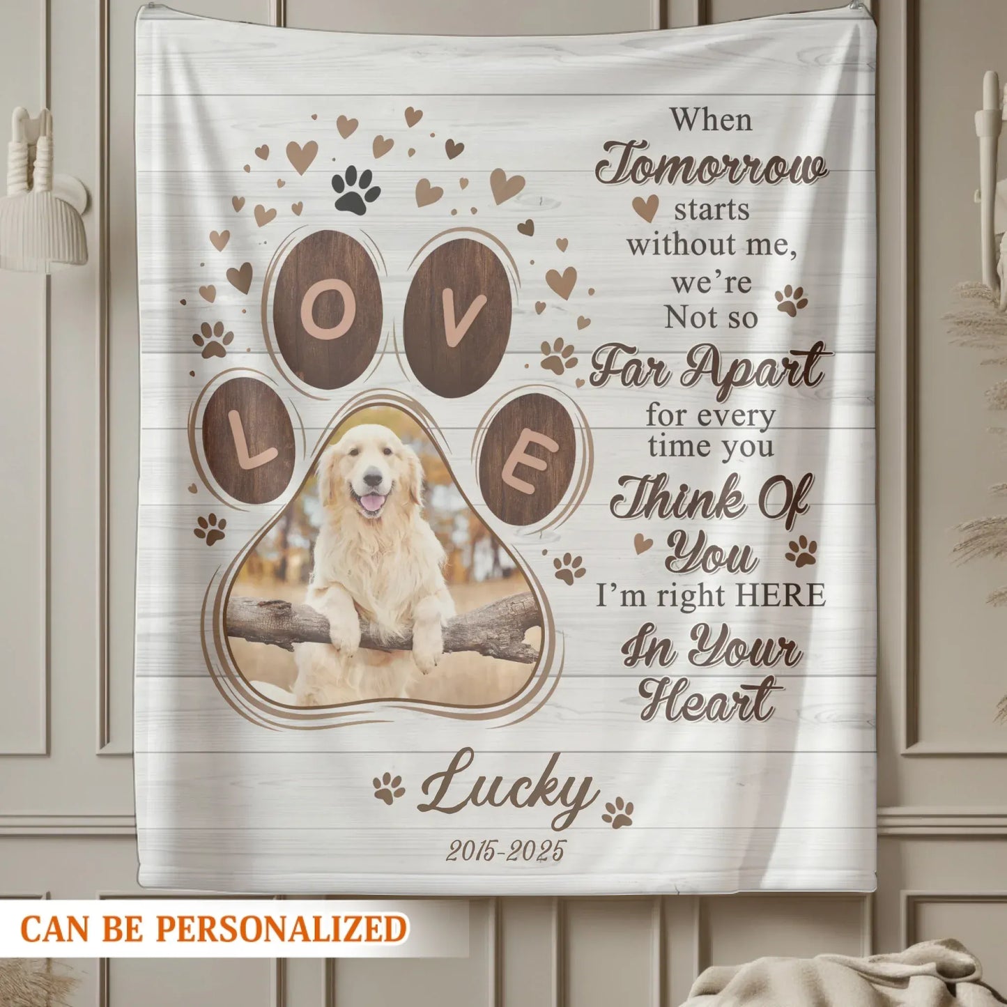 Personalized Blankets When Tomorrow Starts Without Me – Personalized Dog Sympathy Photo Name Custom Blanket