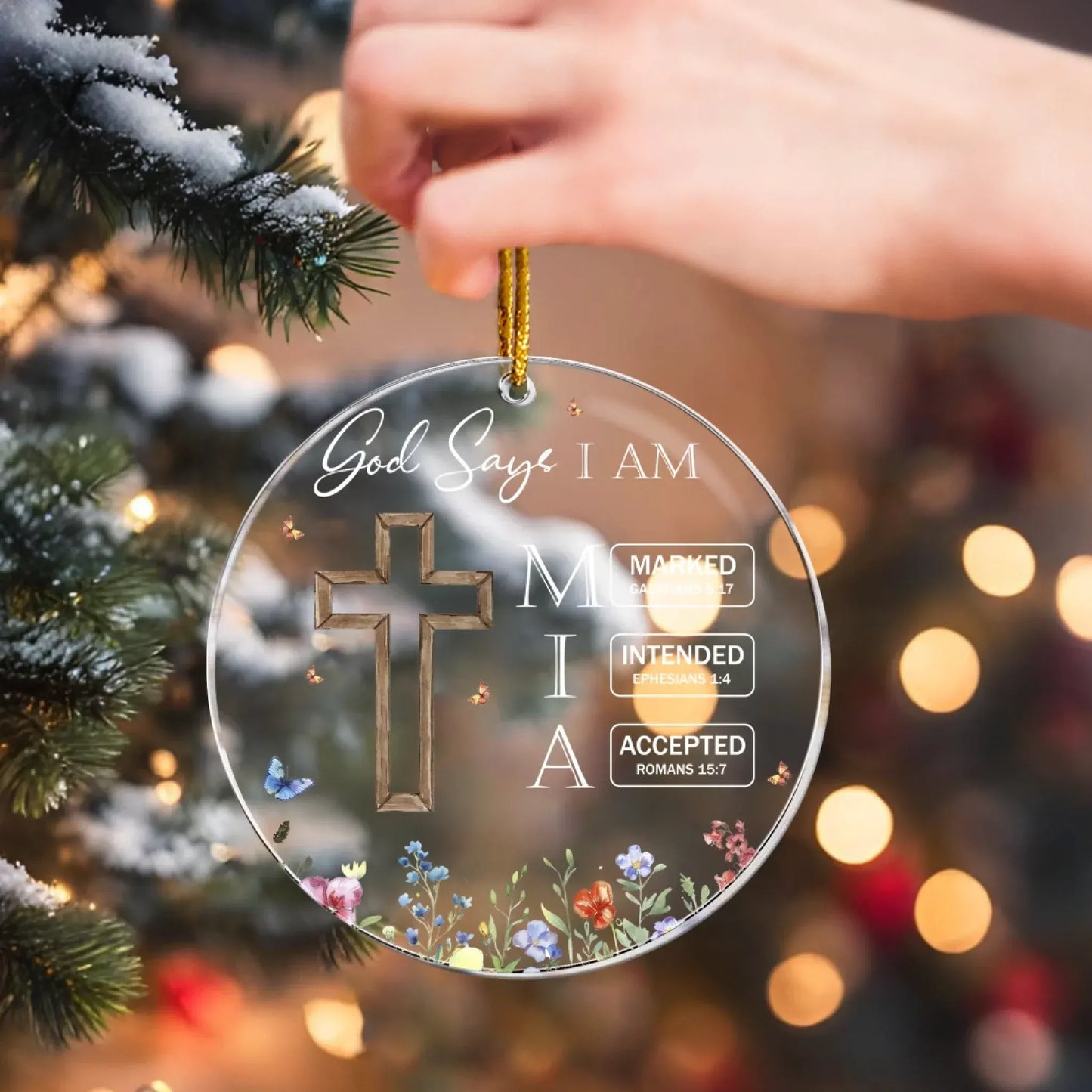 God Says I Am Name Letter In Bible - Personalized Acrylic Ornament