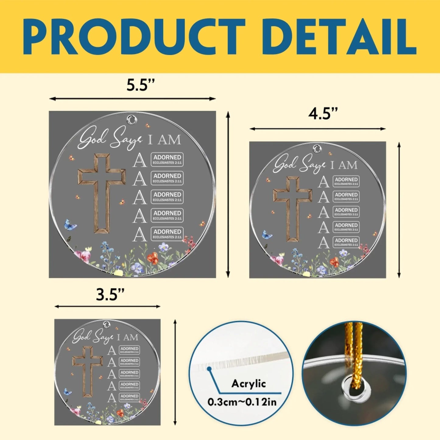 God Says I Am Name Letter In Bible - Personalized Acrylic Ornament