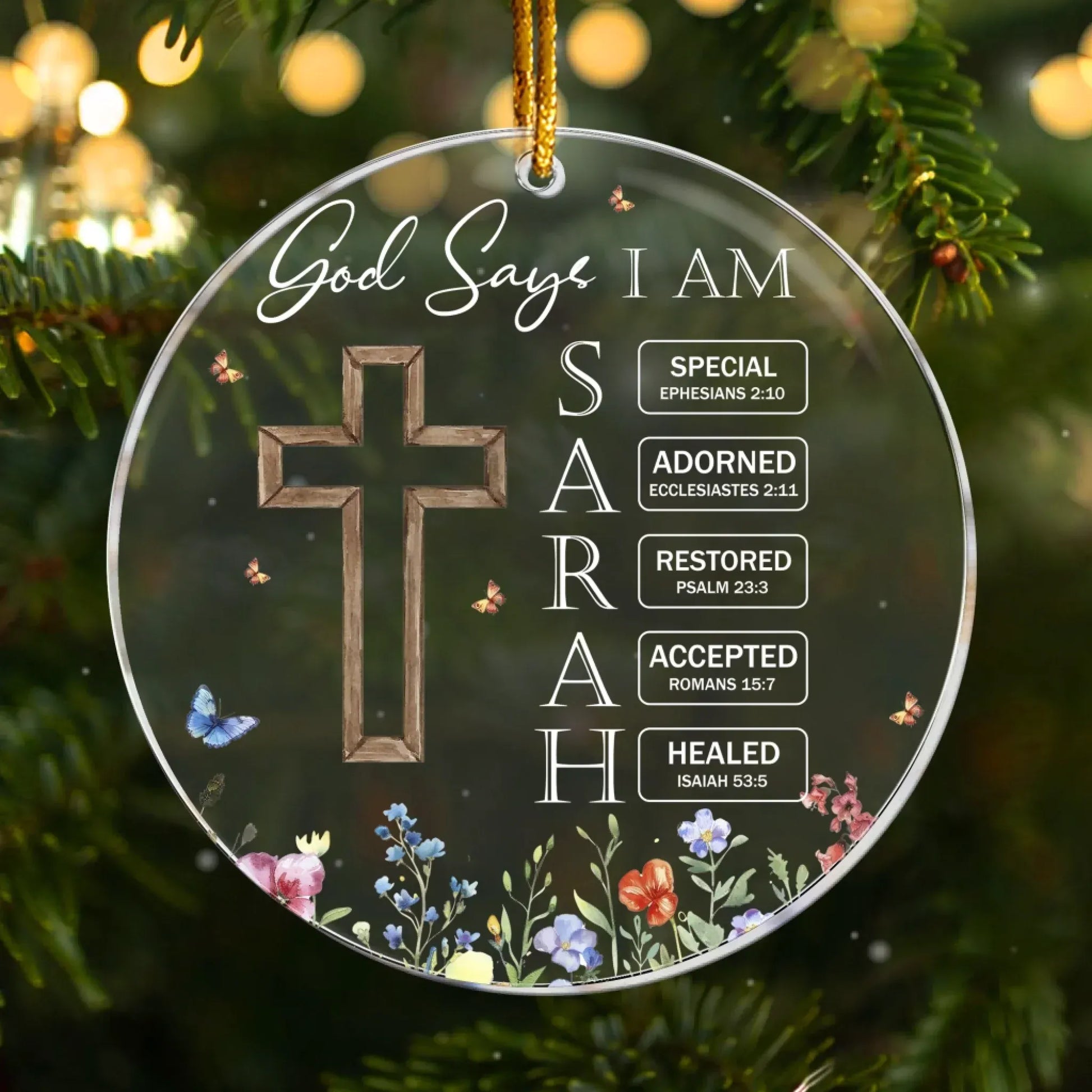 God Says I Am Name Letter In Bible - Personalized Acrylic Ornament