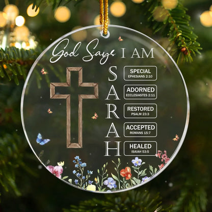 God Says I Am Name Letter In Bible - Personalized Acrylic Ornament