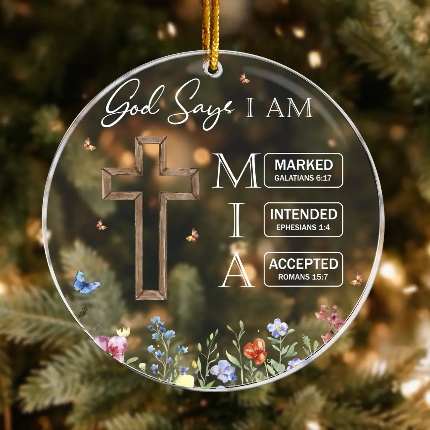 God Says I Am Name Letter In Bible - Personalized Acrylic Ornament