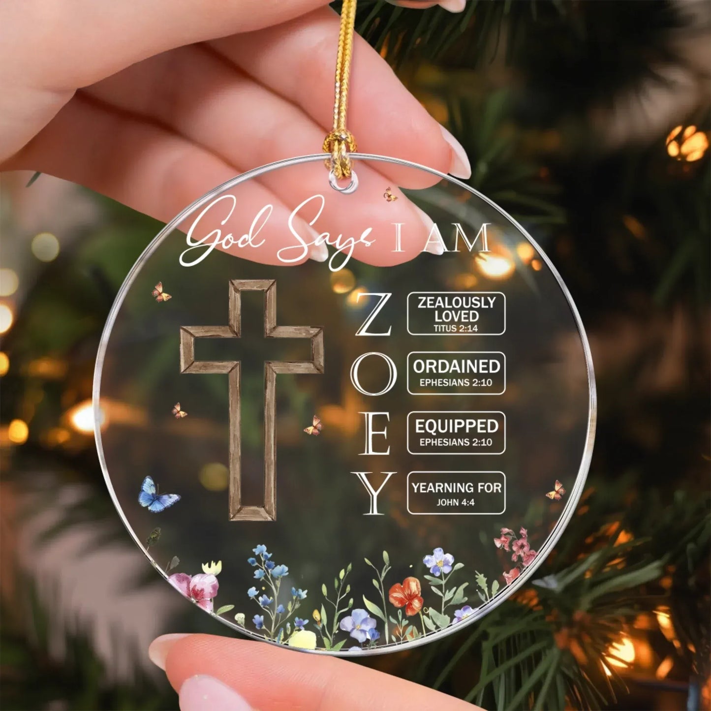 God Says I Am Name Letter In Bible - Personalized Acrylic Ornament