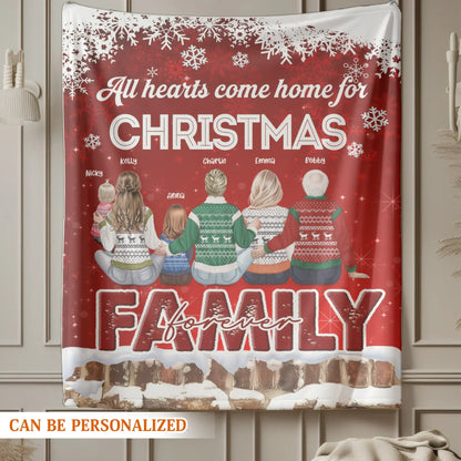 All Hearts Come For Christmas - Personalized Family Custom Blanket