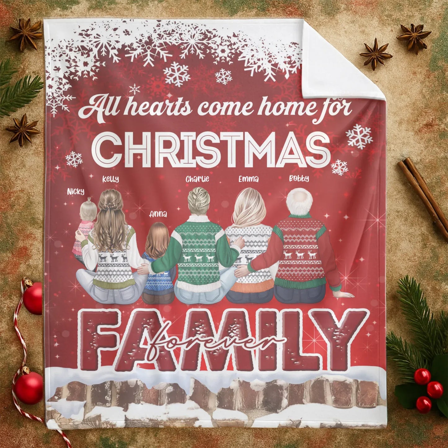 All Hearts Come For Christmas - Personalized Family Custom Blanket