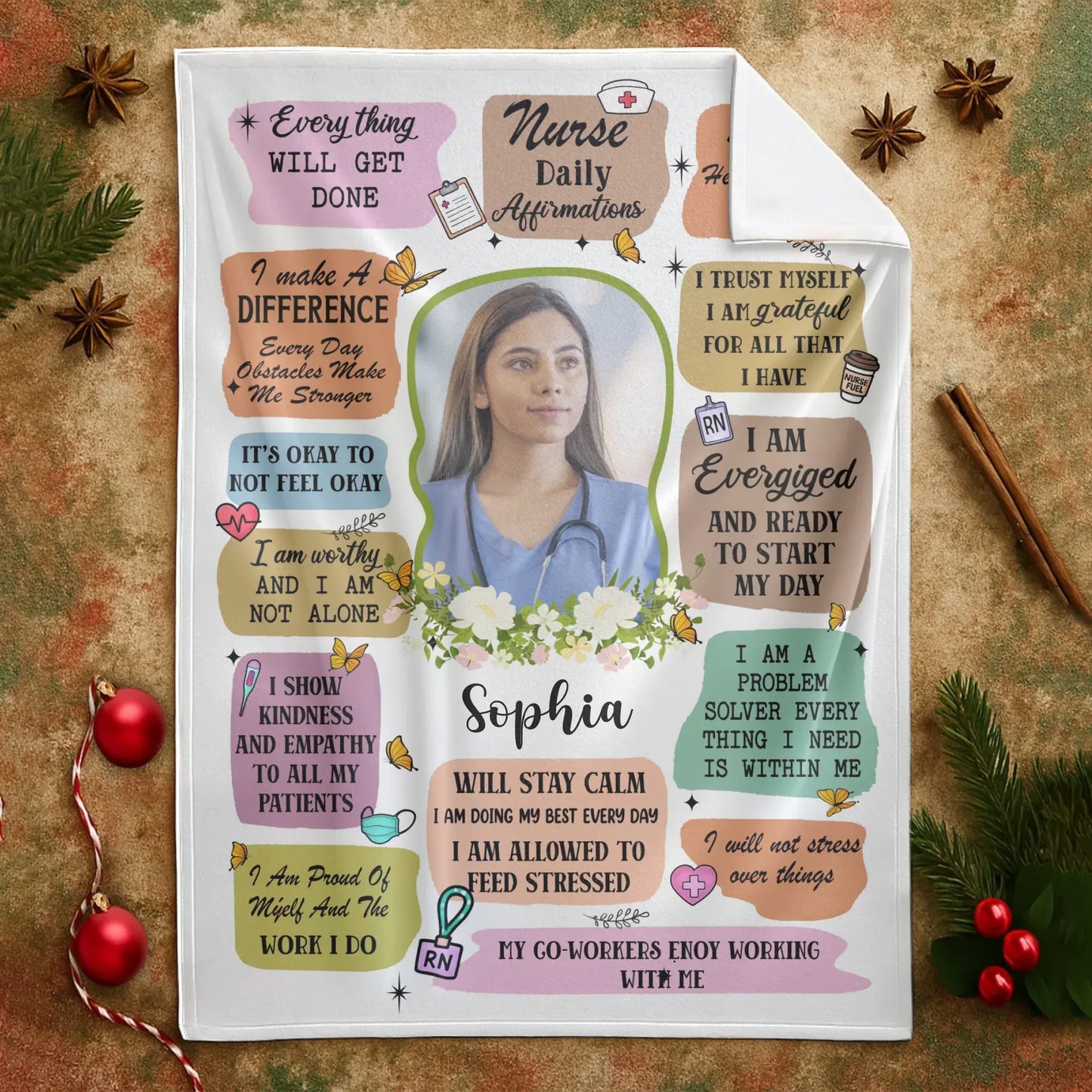 I Show Kindness And Empathy To All My Patients - Personalized Nurse Photo Custom Blanket