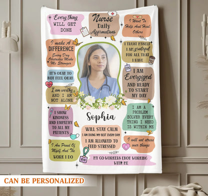 I Show Kindness And Empathy To All My Patients - Personalized Nurse Photo Custom Blanket