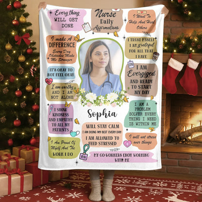 Blanket - Thanh Dang / White / 30x40in / 76x101cm I Show Kindness And Empathy To All My Patients - Personalized Nurse Photo Custom Blanket
