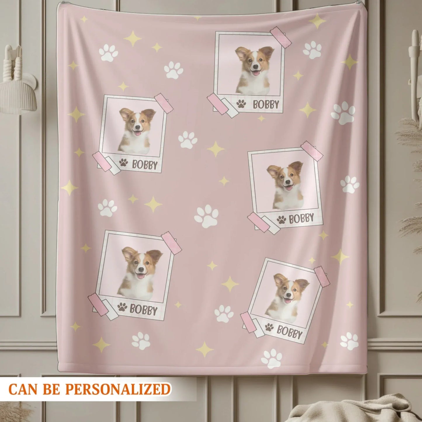 My Sweet Pup Bobby - Personalized Dog Photo Seamless Pattern Custom Blanket