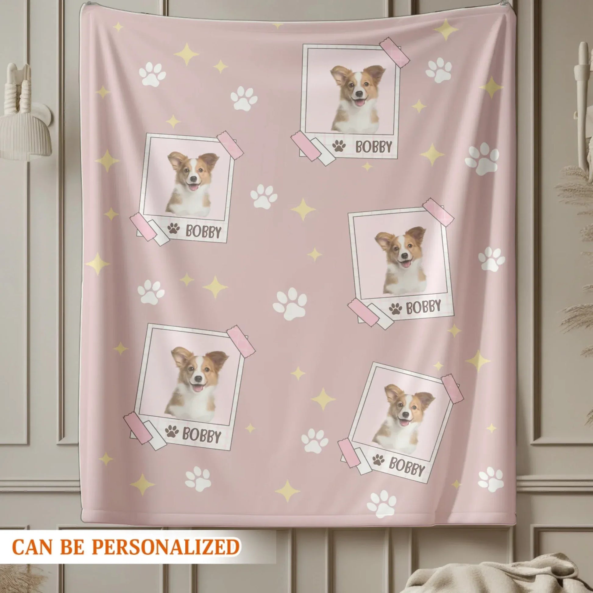 My Sweet Pup Bobby - Personalized Dog Photo Seamless Pattern Custom Blanket