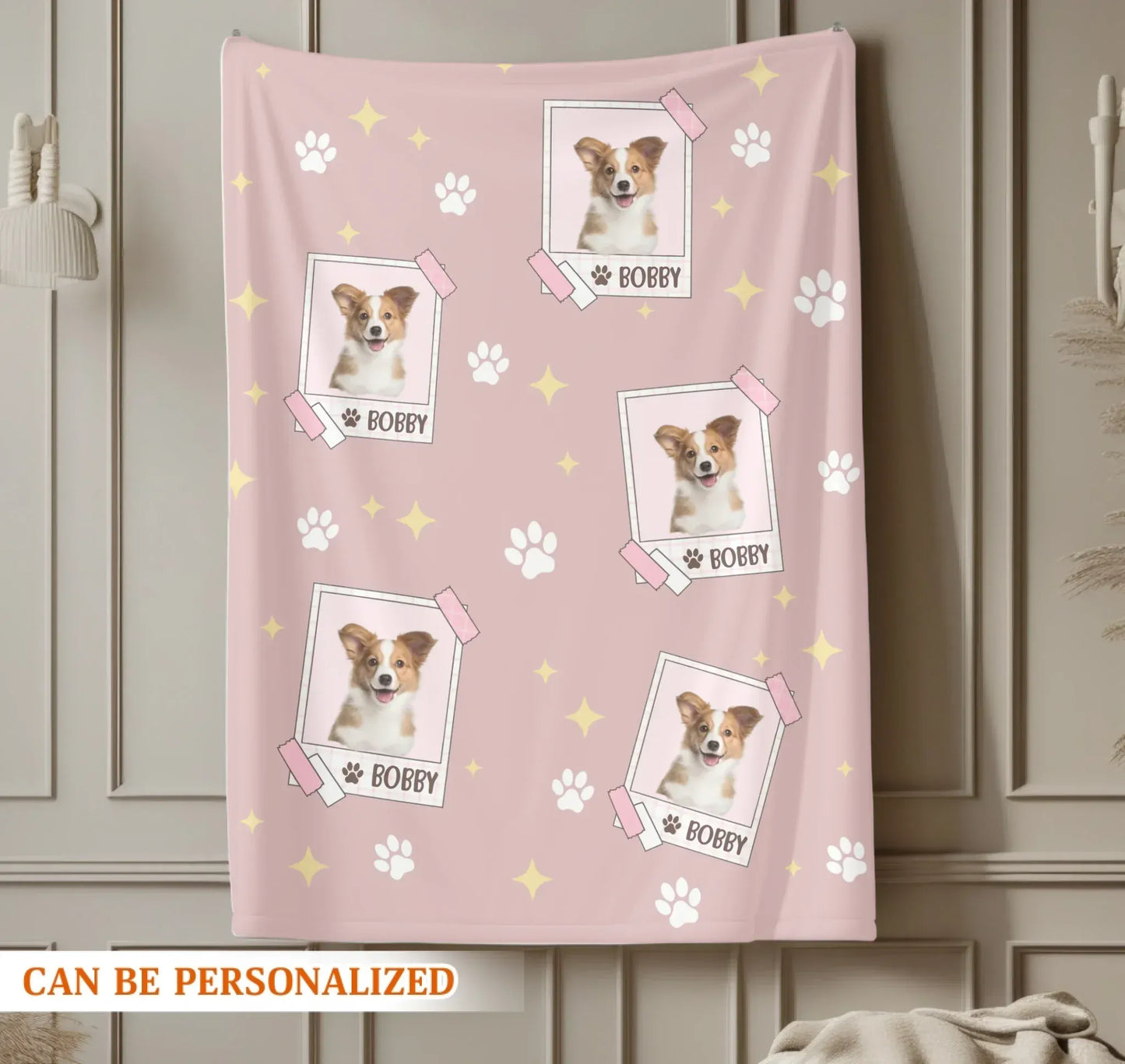My Sweet Pup Bobby - Personalized Dog Photo Seamless Pattern Custom Blanket