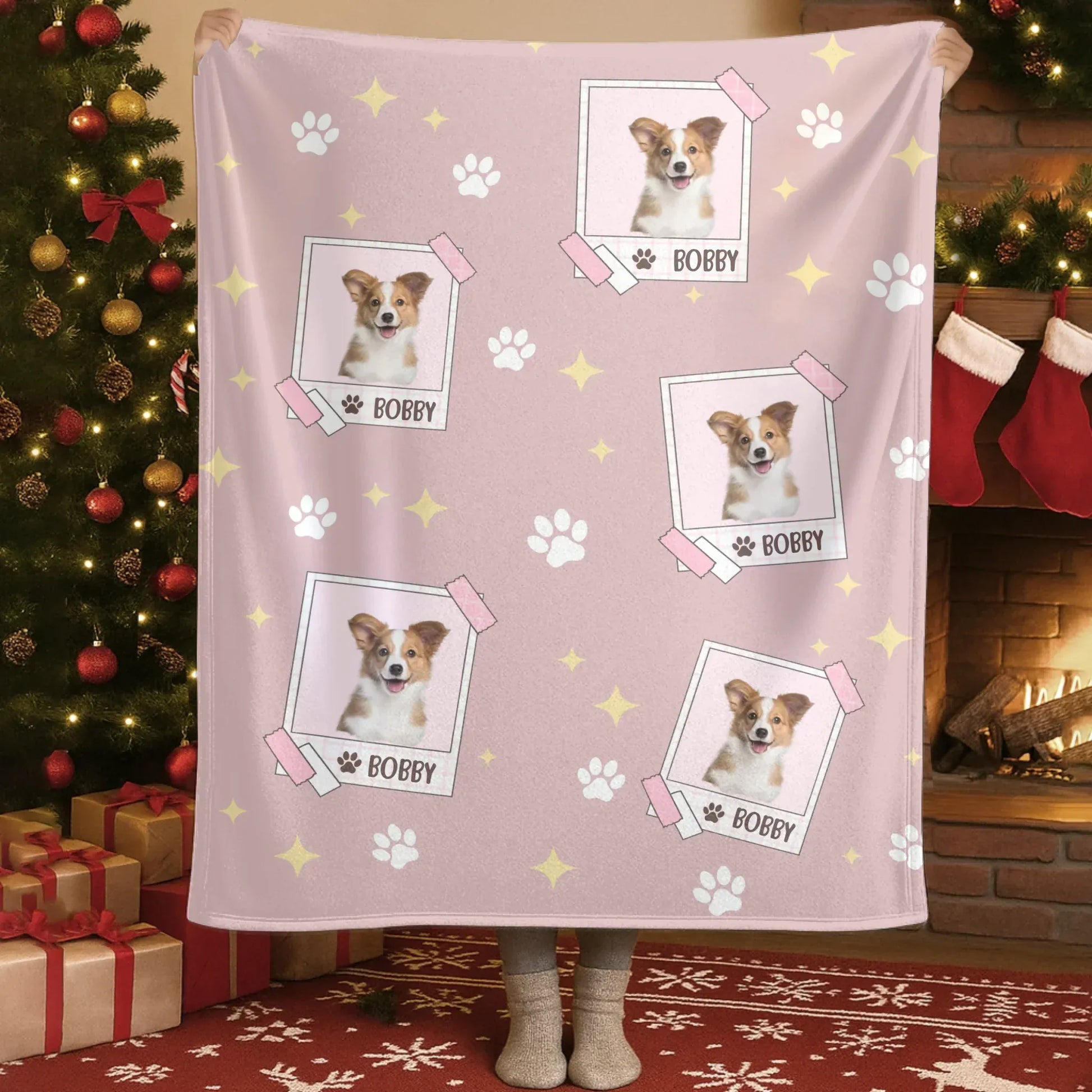 Blanket Custom KNT / White / 30x40in / 76x101cm My Sweet Pup Bobby - Personalized Dog Photo Seamless Pattern Custom Blanket