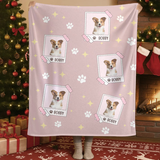 Blanket Custom KNT / White / 30x40in / 76x101cm My Sweet Pup Bobby - Personalized Dog Photo Seamless Pattern Custom Blanket