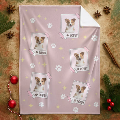 My Sweet Pup Bobby - Personalized Dog Photo Seamless Pattern Custom Blanket