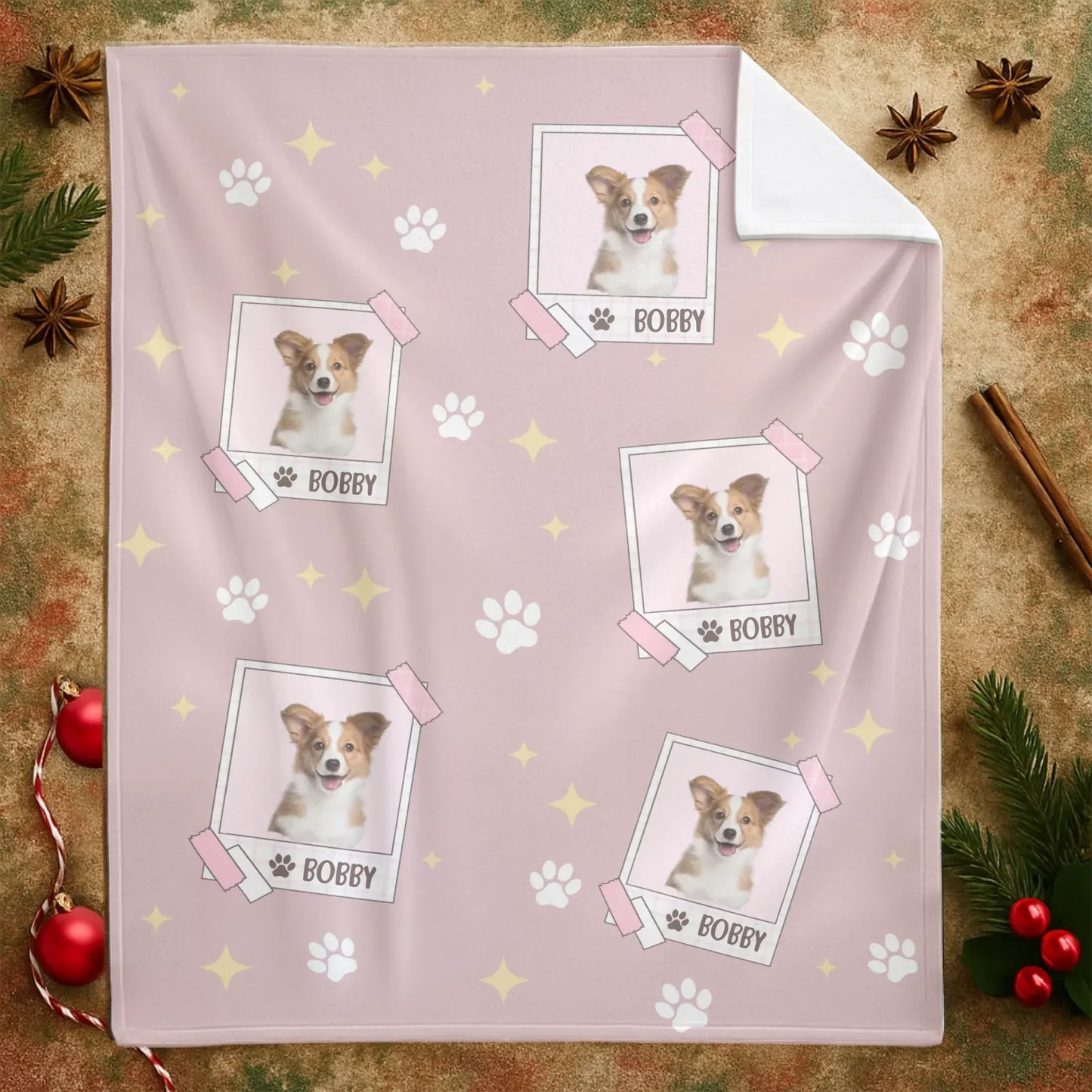 My Sweet Pup Bobby - Personalized Dog Photo Seamless Pattern Custom Blanket