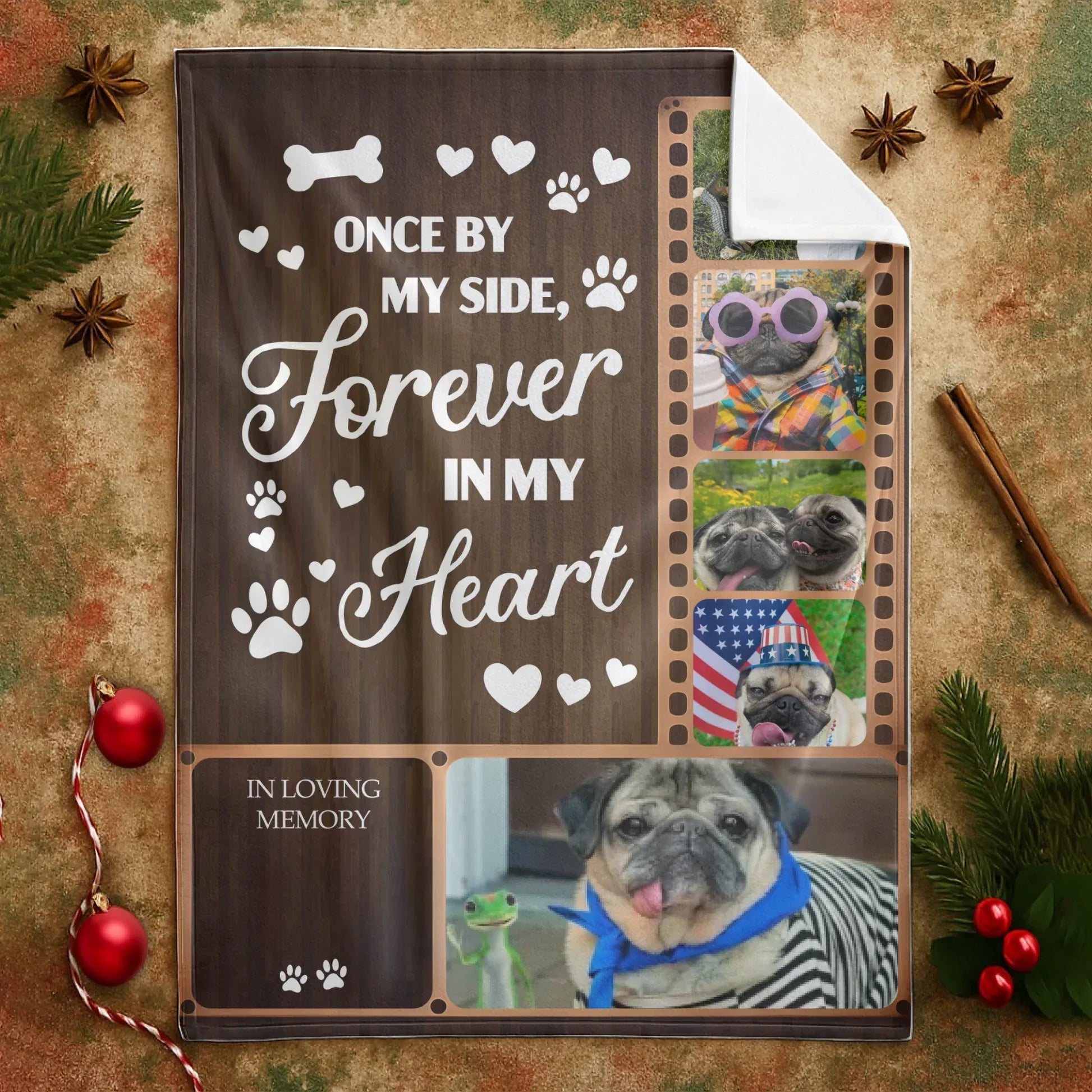 Custom Pet Memorial Blanket - Personalized Dog Memory Gift “Once By My Side Forever In My Heart”