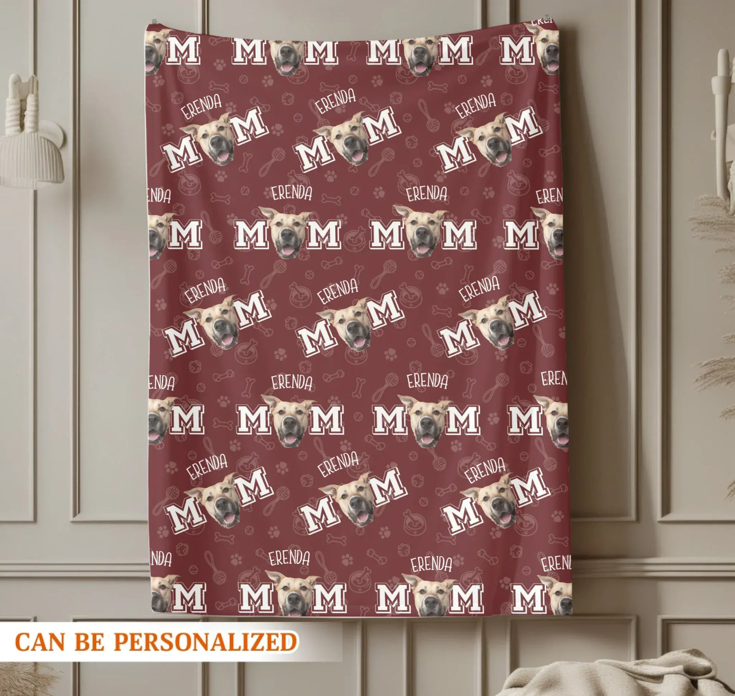 Dog Mom Seamless Pattern Dog Blanket - Personalized Dog Blanket
