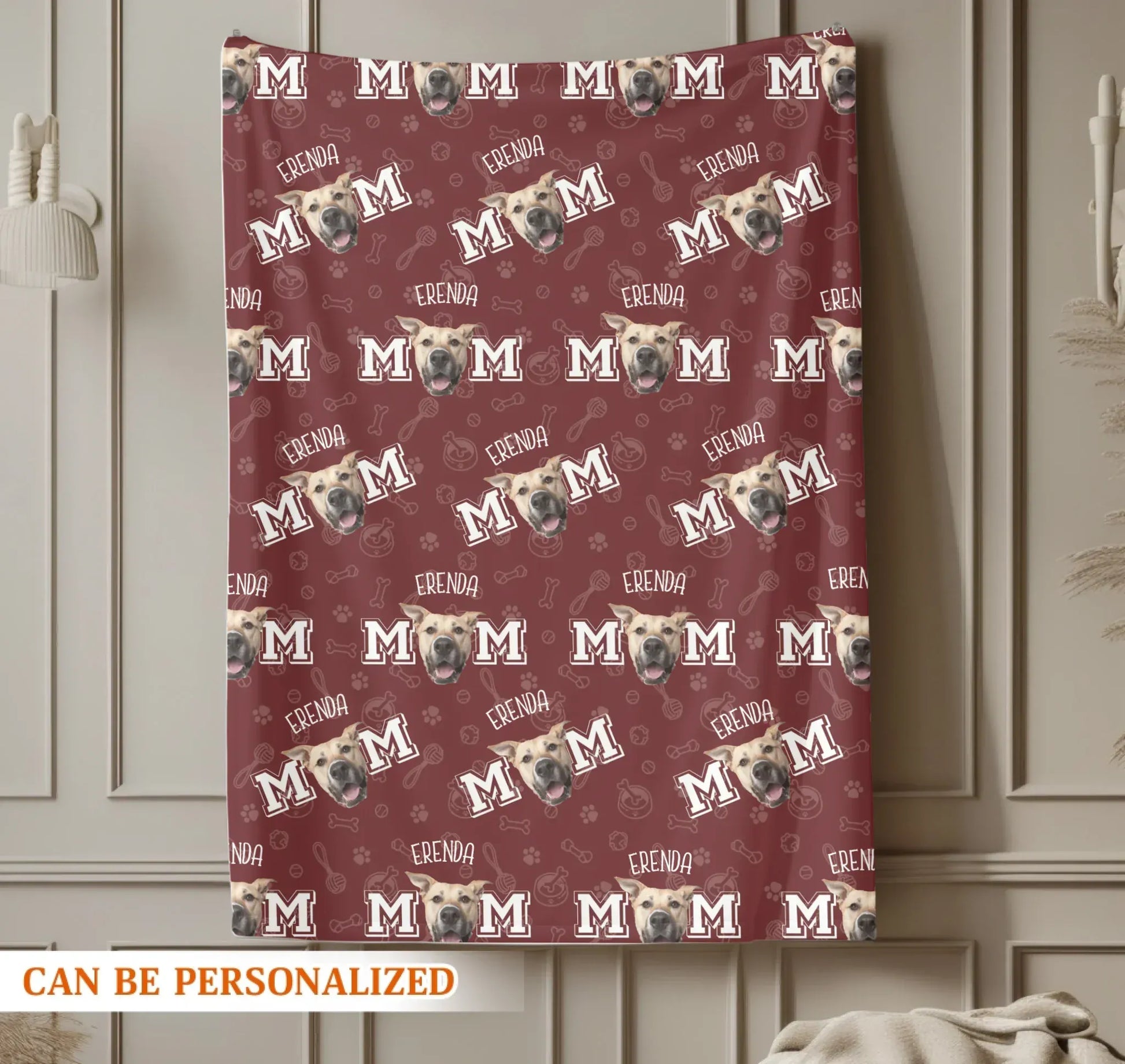 Dog Mom Seamless Pattern Dog Blanket - Personalized Dog Blanket