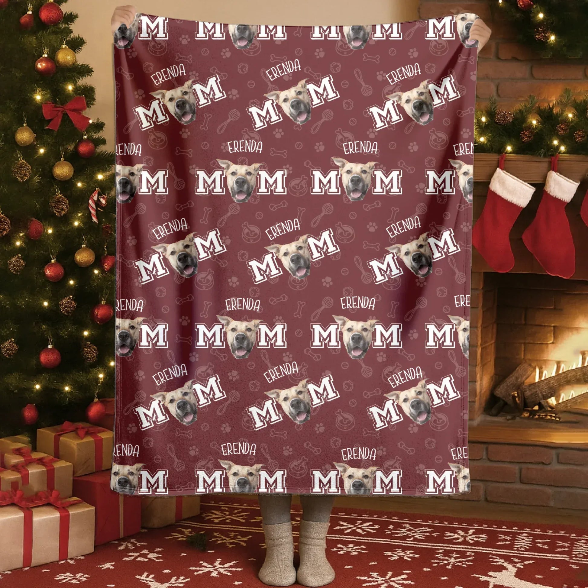 Dog Mom Seamless Pattern Dog Blanket - Personalized Dog Blanket