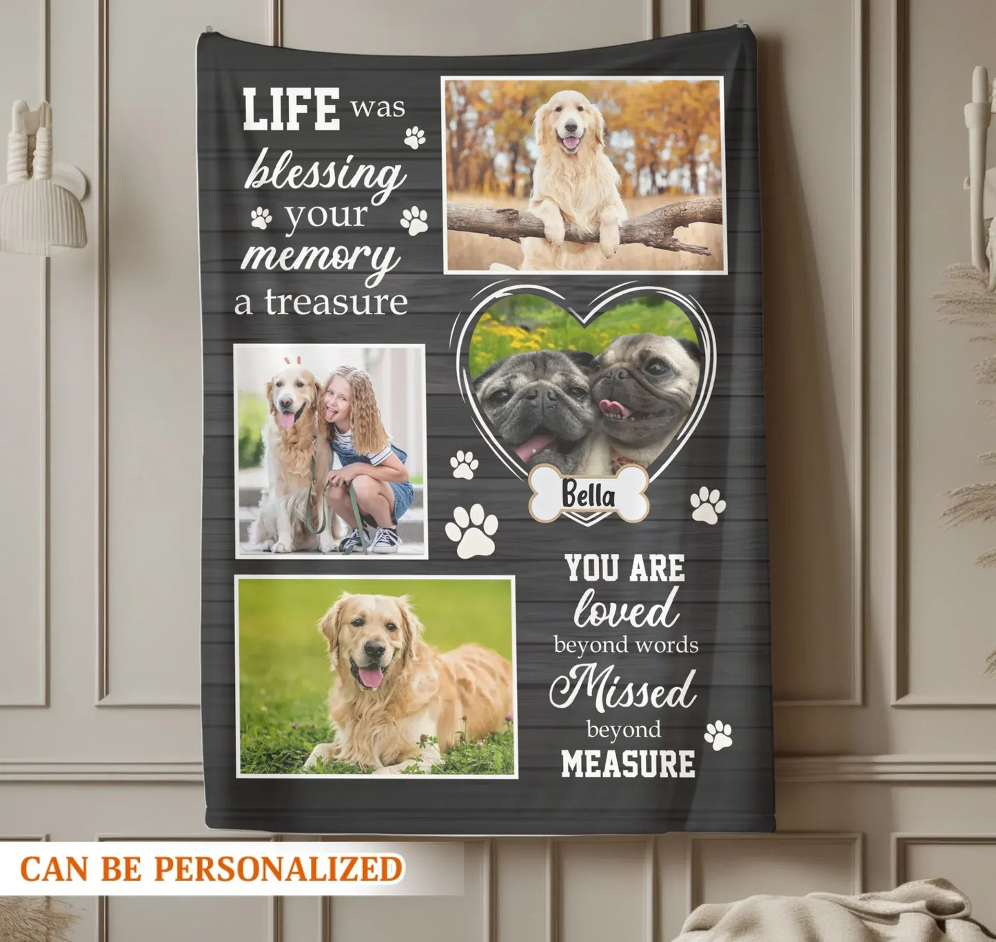 You Are Loved Missed Beyond Measure - Personalized Pet Loss Keepsake Blanket