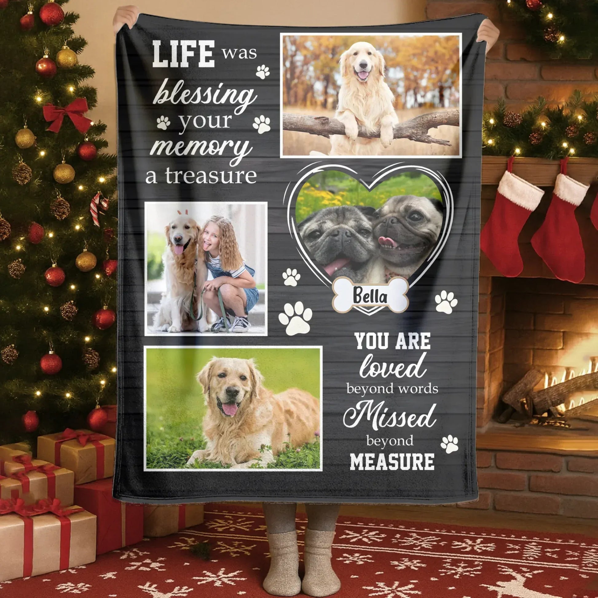 You Are Loved Missed Beyond Measure - Personalized Pet Loss Keepsake Blanket