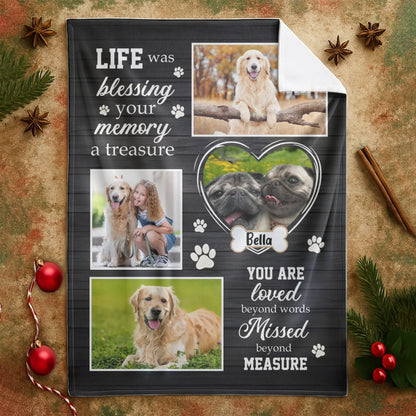 You Are Loved Missed Beyond Measure - Personalized Pet Loss Keepsake Blanket