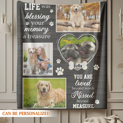 You Are Loved Missed Beyond Measure - Personalized Pet Loss Keepsake Blanket