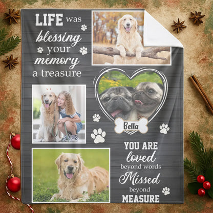 You Are Loved Missed Beyond Measure - Personalized Pet Loss Keepsake Blanket