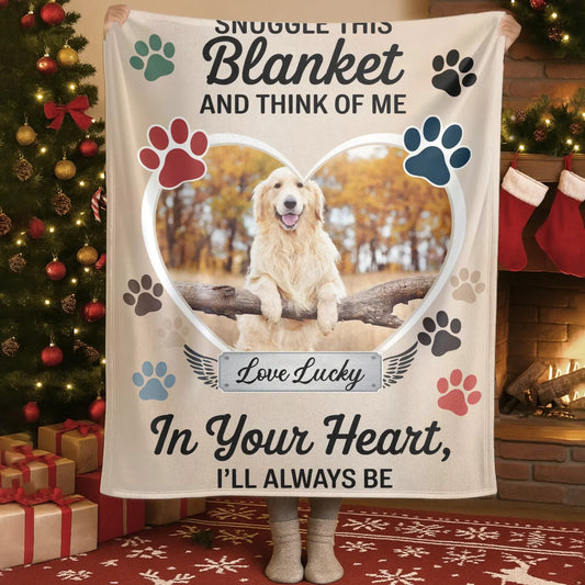 Blanket Custom KNT / White / 30x40in / 76x101cm Snuggle This Blanket and Think Of Me - Personalized Dog Memorial Blanket