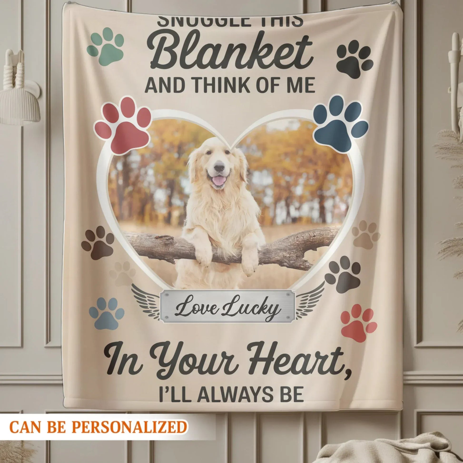 Snuggle This Blanket and Think Of Me - Personalized Dog Memorial Blanket