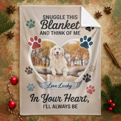 Snuggle This Blanket and Think Of Me - Personalized Dog Memorial Blanket