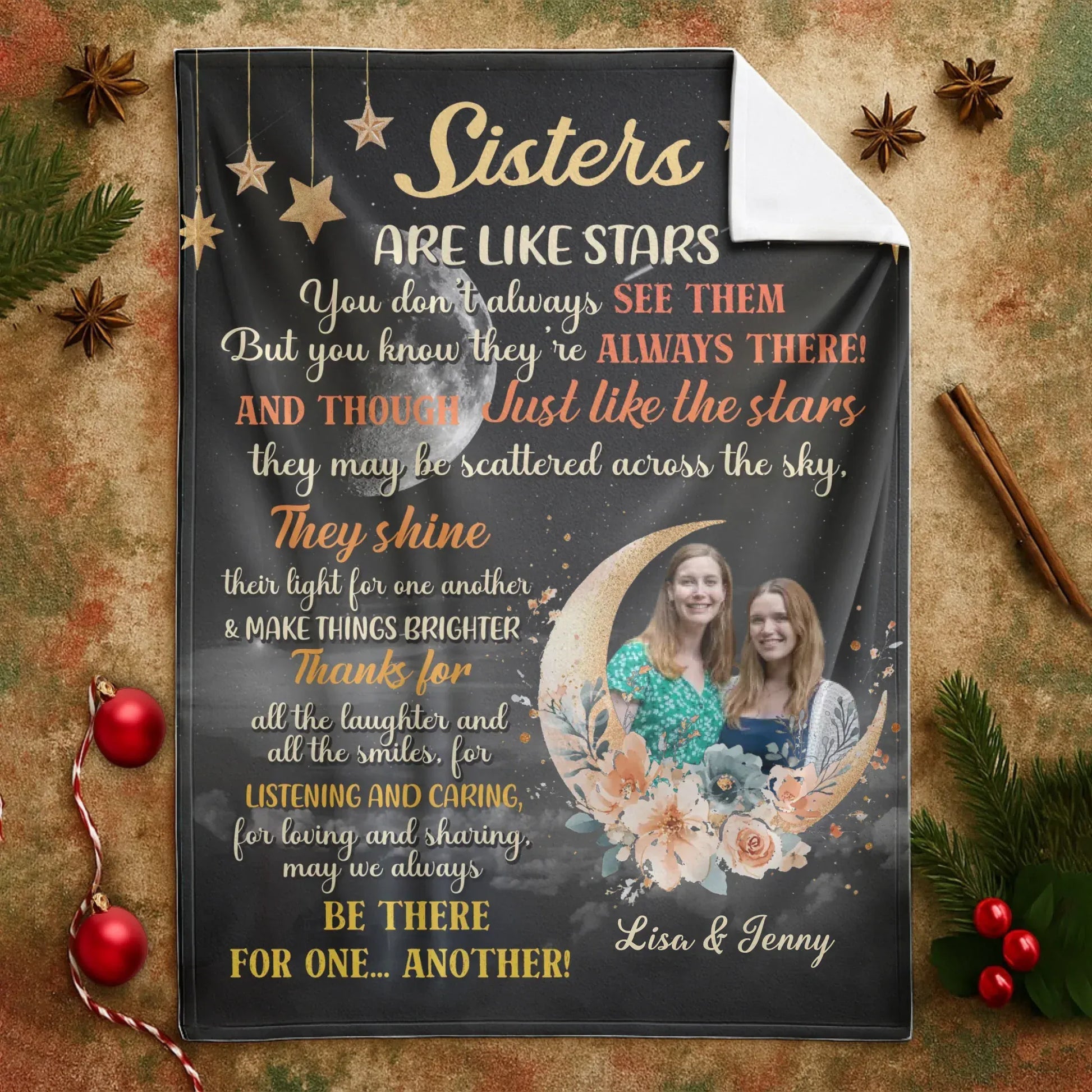 Sisters Are Like Star - Personalized Sisters Photo Custom Blanket