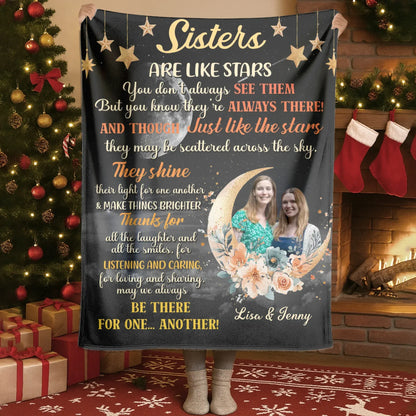 Blanket - Thanh Dang / White / 30x40in / 76x101cm Sisters Are Like Star - Personalized Sisters Photo Custom Blanket
