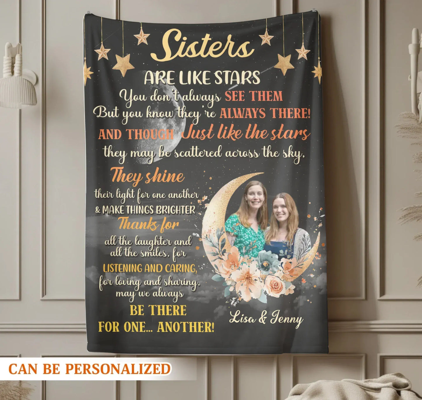 Sisters Are Like Star - Personalized Sisters Photo Custom Blanket