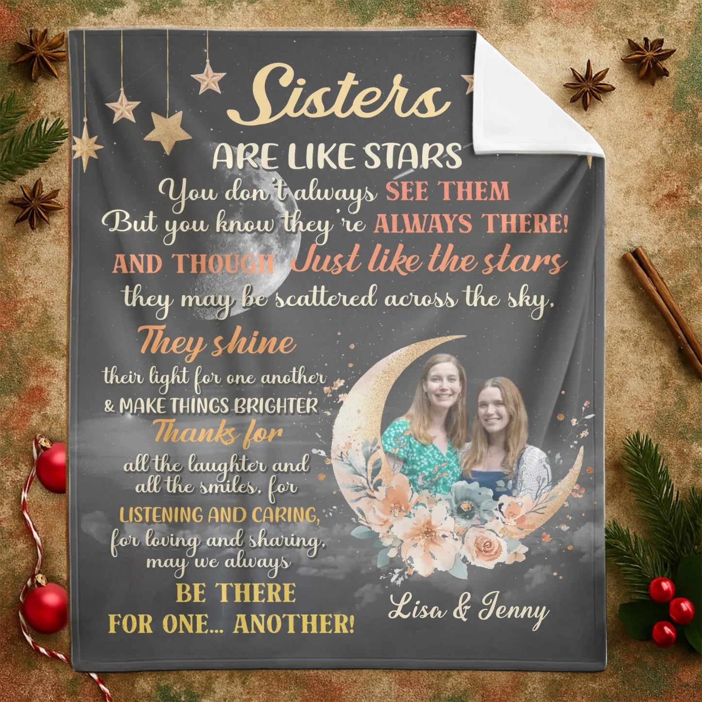 Sisters Are Like Star - Personalized Sisters Photo Custom Blanket