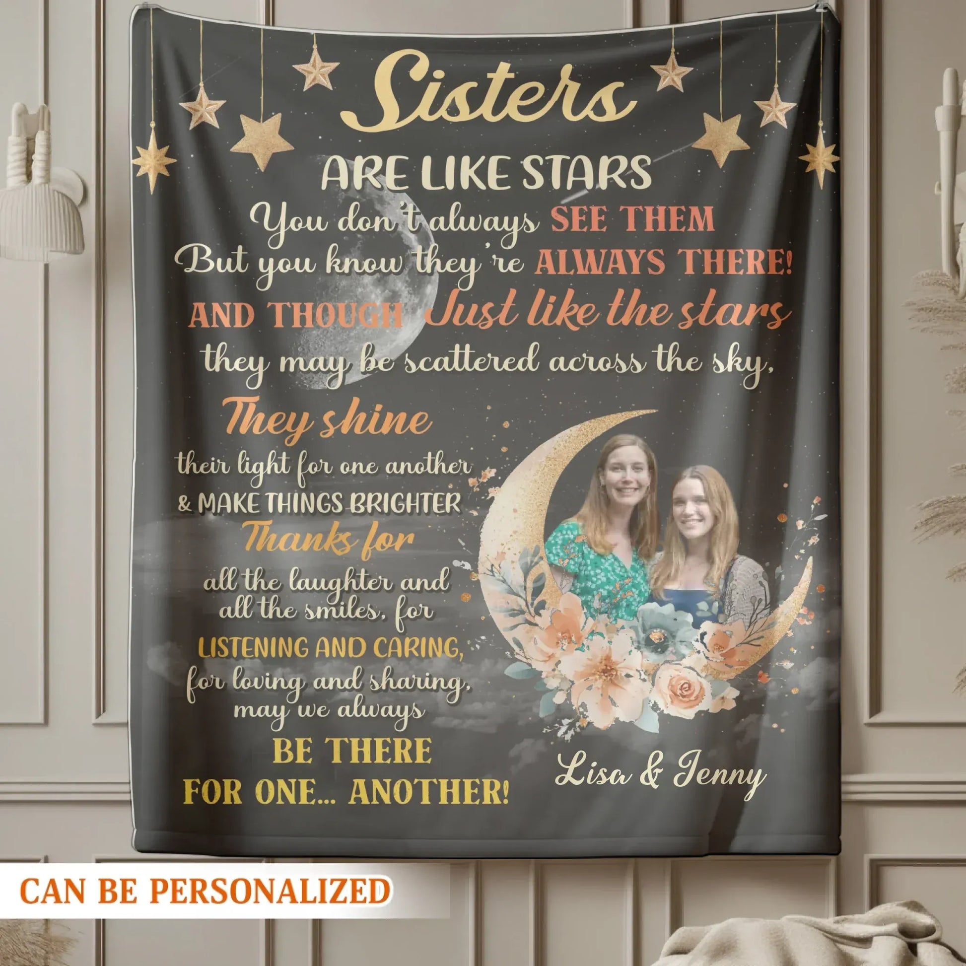 Sisters Are Like Star - Personalized Sisters Photo Custom Blanket