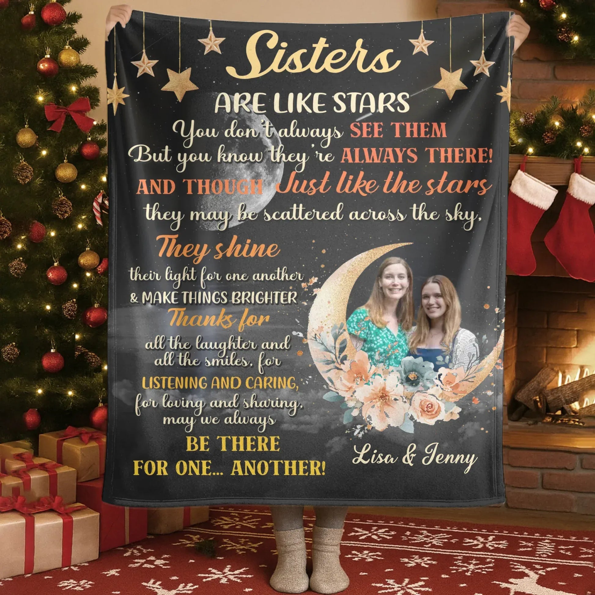 Sisters Are Like Star - Personalized Sisters Photo Custom Blanket