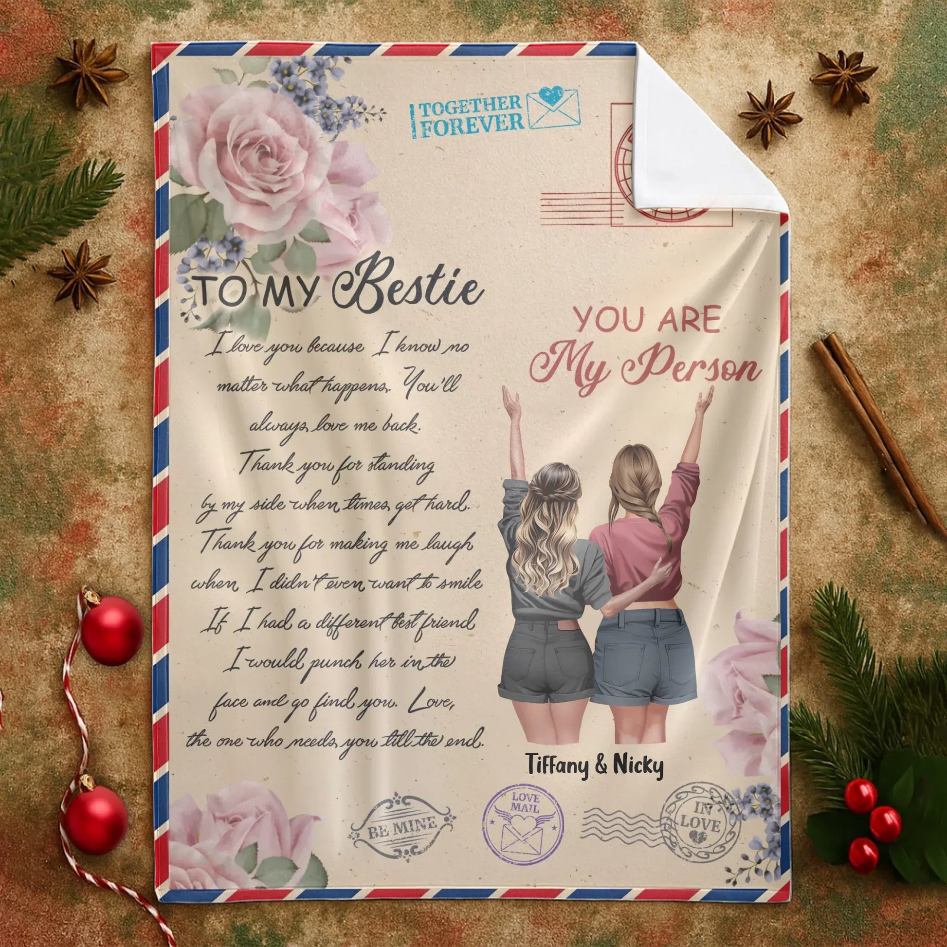 A Sweet Hug In A Blanket For Your Favorite Person - Personalized Besties Friendship Custom Blanket